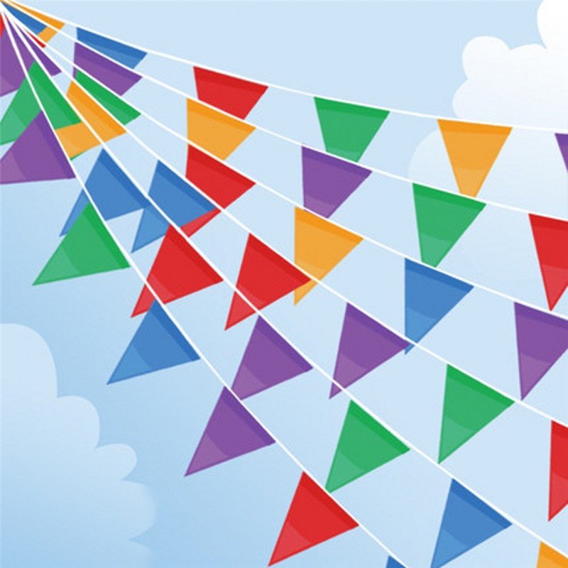 985 Pieds banderoles Drapeaux, 450 pièces Grands Drapeaux Multicolore Tissu Fanion Guirlande extérieure pour Anniversaire Mariage