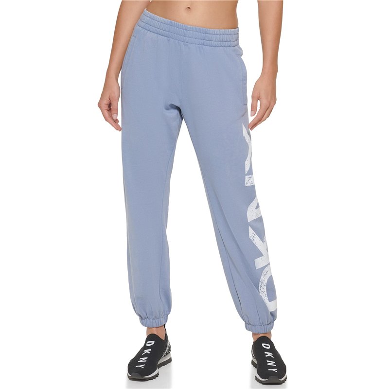 DKNY Sport Women's Crackle Logo Jogger Pantalon de survtement, Bleu champêtre, M Femme