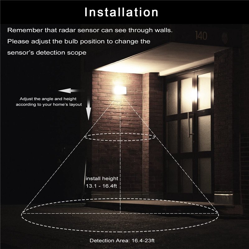Image secondaire de Ampoule LED à détecteur de mouvement – 15 W (équivalent 100 W), 1500 lm, E27 Edison, blanc froid (5000 K) pour extérieur, porte 