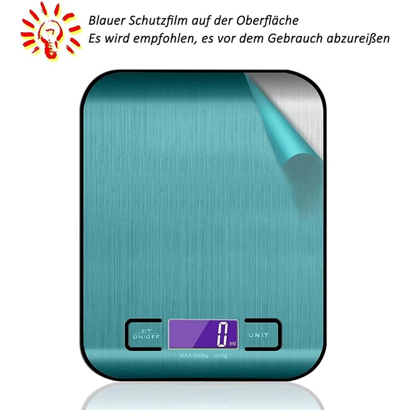 Image secondaire de Balance de cuisine numérique, balance de cuisson électronique en acier inoxydable de 5 kg, balance pour aliments ultra-mince élé