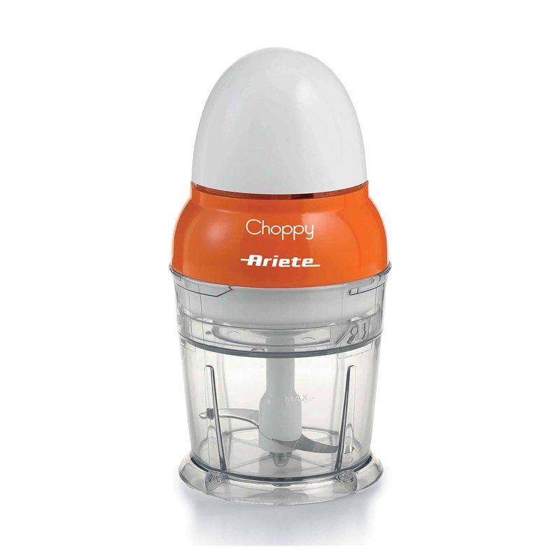 Ariete 1836 Choppy, hachoir, 160 W, capacité 250 ml, lames en acier inoxydable, fonction pulsée, orange, 10,5 x 10,5 x 20 cm