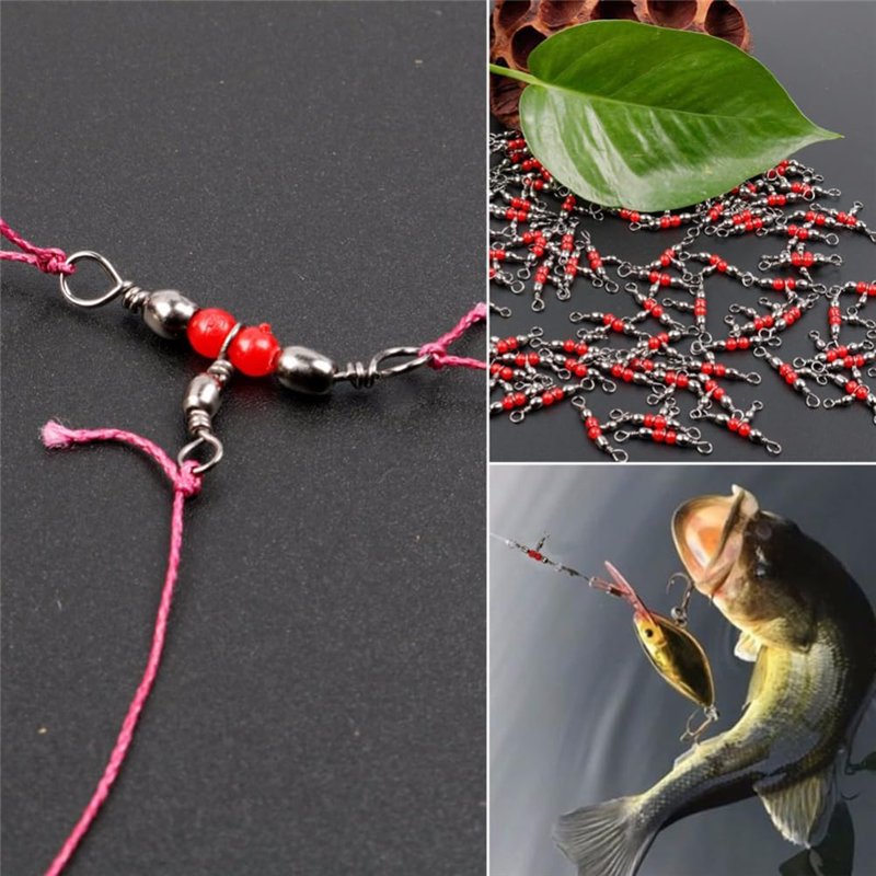 Image secondaire de LIOOBO 20pcs émerillons de pêche Baril en Laiton Triple émerillon s'enclenche Ligne de pêche croisée Connecteurs