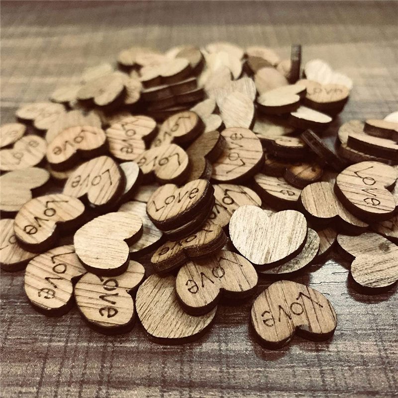 Image secondaire de TSKDKIT 500pcs Coeur en bois petit decoration mariage champetre, pour travaux manuels, pour Nature Decoration de Table Confettis