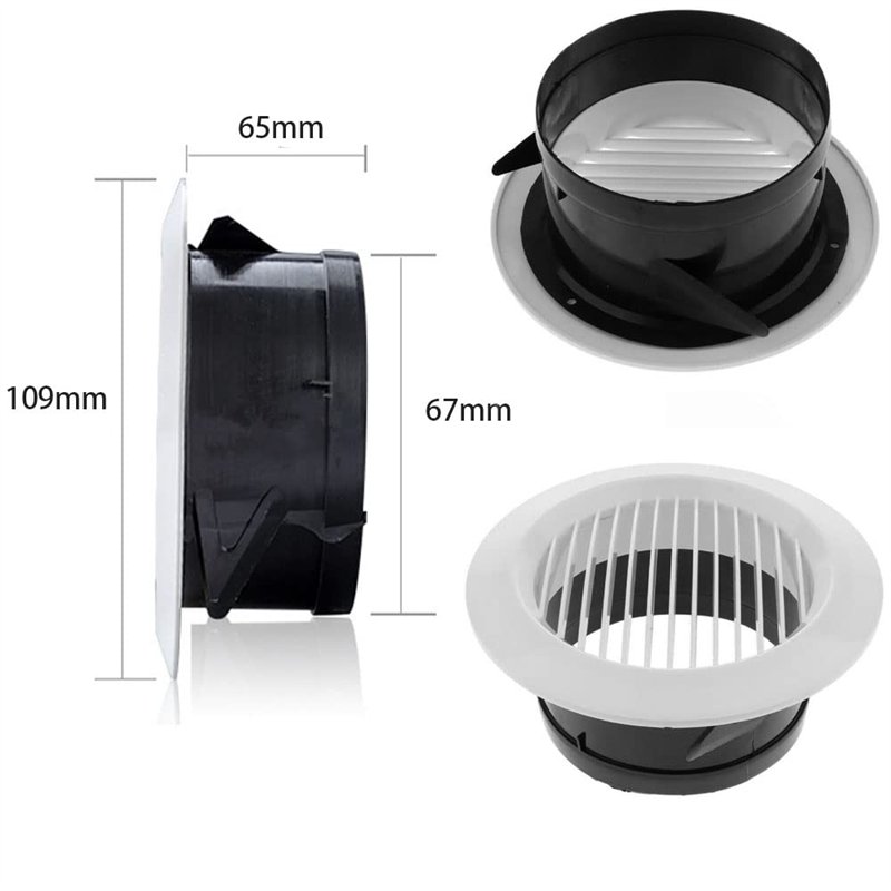 Image secondaire de Lot de 4 grilles d'aération rondes en plastique - 75 mm - Pour ventilation de la maison et des locaux commerciaux, cuisine, salle de bain, garage (blanc)