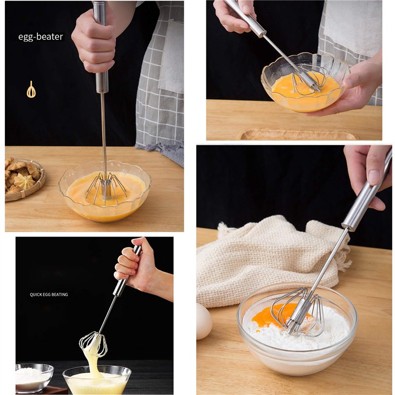 Image secondaire de Fouet en acier inoxydable, Mélangeur d'Oeuf, Fouet semi-automatique, plus de travail et gain de temps, Egg Beater Ustensile Cuis