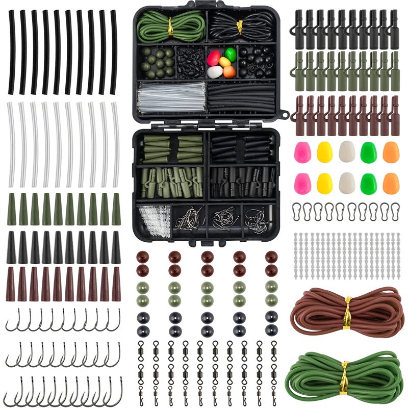 Dr.Fish 314 pcs Matériel Pêche à la Carpe dans une Boîte Portable, Accessoires Prêts à l'emploi, Kit D'appâts pour Pêche Carpe