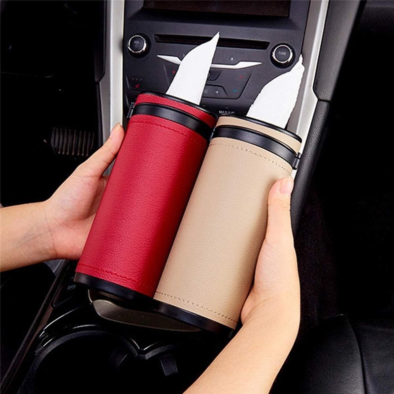 Image secondaire de MEROURII Boîte À Mouchoirs Voiture,Porte-Mouchoir en Cuir PU, Porte-Serviette en Papier Voiture,Distributeur À Mouchoirs pour Bu