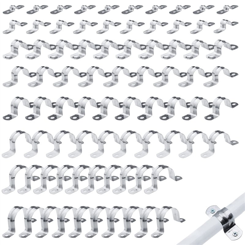 XSHAO 80 Pièces U-Tube Pince, Acier inoxydable Collier Fixation Tube, Colliers de Serrage à Deux Trous Pour la Fixation du Suppo