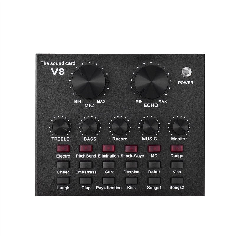 Btuty Carte son externe de mixage audio USB Interface audio avec effets sonores multiples Batterie rechargeable intégrée