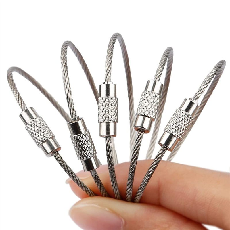 Image secondaire de SIOPPKIK 30 pièces Porte-clés en Fil Couleur en Acier Inoxydable Porte-clés en câble Boucle Anneaux avec Joints en Acier Inoxyda