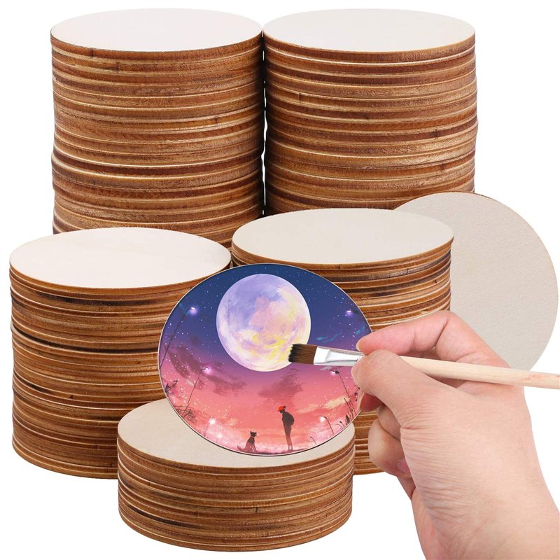 WZYTEU 40Pcs Disque en Bois,10 cm Rondin de Bois Non Finis avec 2.5 mm d’Épaisseur pour l'artisanat de Bricolage Pyrogravure Pei
