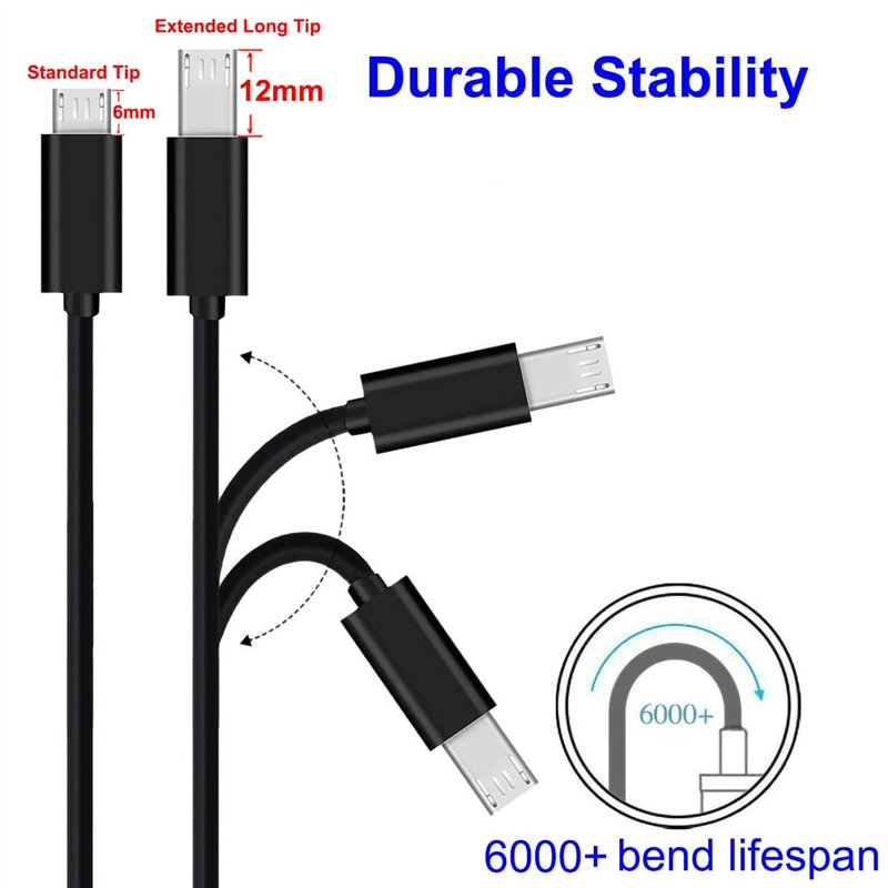 Image secondaire de 2x 1M Câbles Micro USB à Pointe Extra Longue pour Téléphones Blackview OSCAL S60 (Pro) BV4000 BV4900 BV4900s BV5500 Plus BV5800