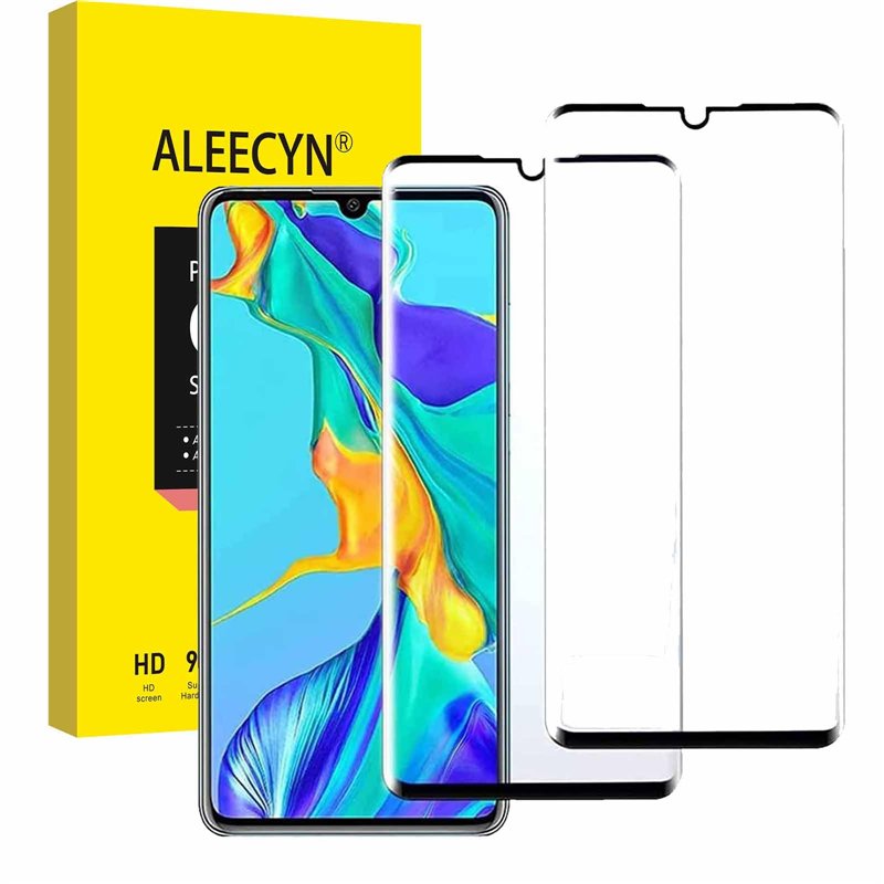 Aleecyn 2 Pièces Verre Trempé Compatible huawei p30 pro,3D Incurvé Film Vitre Protection Ecran, Anti-Rayures, Dureté 9H, sans Bu