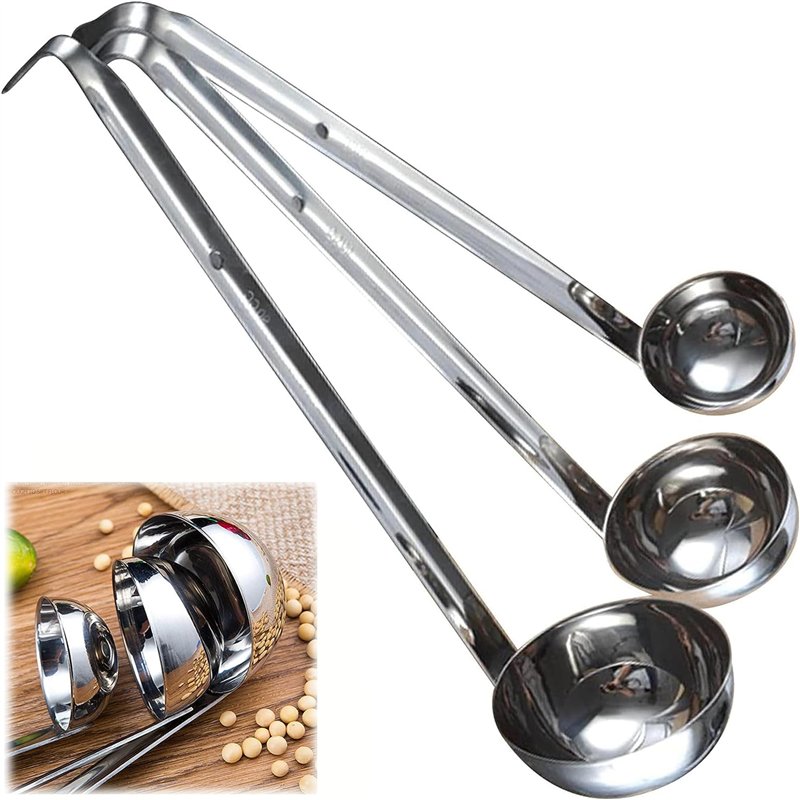 3 Pièces Louche pour Soupe avec Crochet Professionnel Louche pour Soupe Acier Inoxydable Louche à Soupe à Long Manche pour la Cu