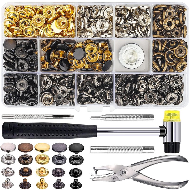 150 Boutons Pression en Métal,Boutons-Pression en Métal de 6 Couleurs avec Trousse à Outils,pour Sacs à Dos de Chemise en Cuir,C