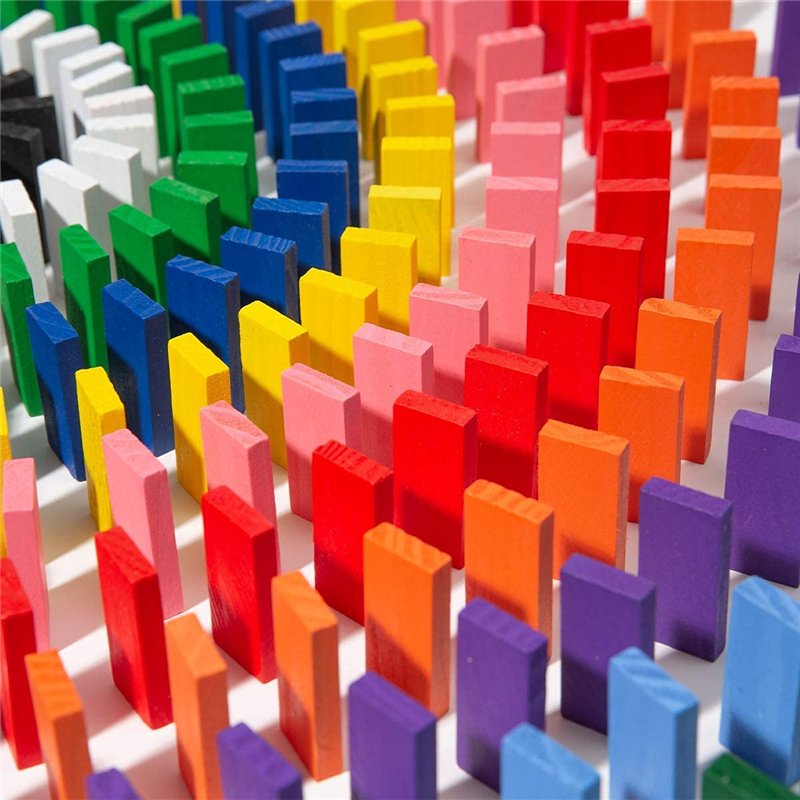 WANGZAIZAI 120 pièces en Bois Domino Bloc Ensemble Enfants début éducatif bâtiment Amusant Domino Jeu de Course Jouet Cadeau d'a