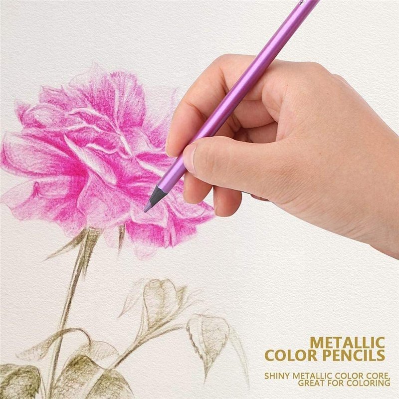 Image secondaire de Madeki 12 Crayons de Couleur Métallisés pour Coloriages, Dessins et Faire des Cartes de Vœux