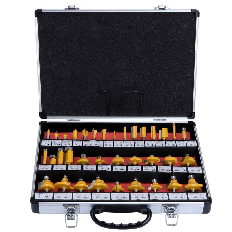 WiMas 35 pièces Fraises à défoncer, Fraises à rainurer supérieures, Coffret de 6.35mm Fraises defonceuse