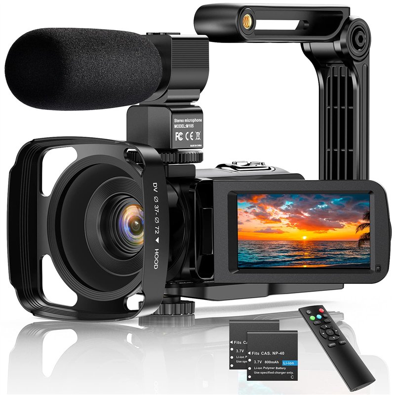 Caméra Vidéo 2.7K Caméscope UHD 36MP Caméra de Vlog pour Youtube IR Night Vision 3.0