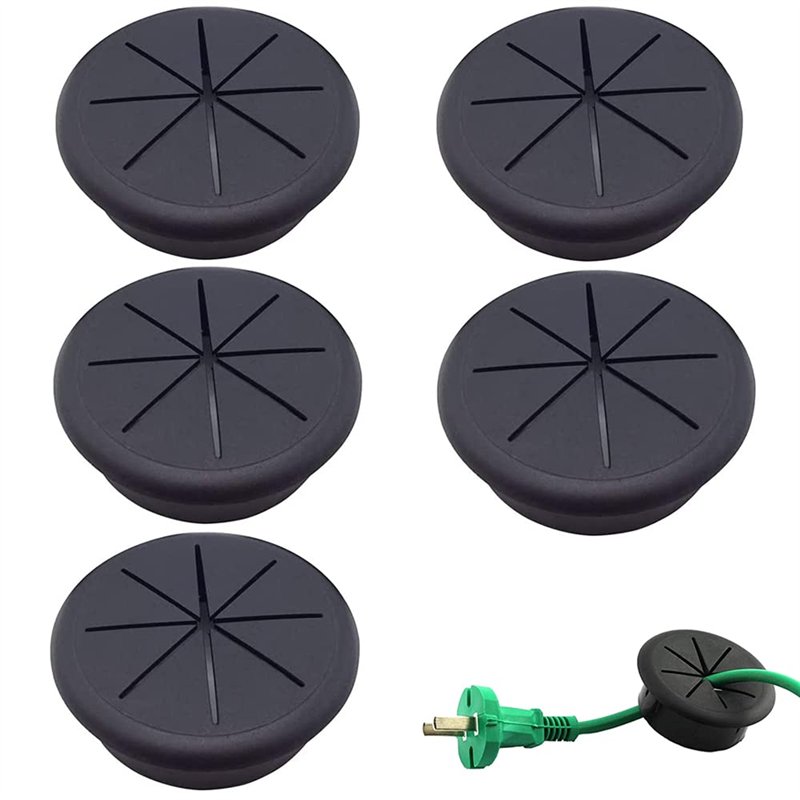 5 Pièces Oeillet de Bureau en Plastique, Oeillet de Bureau, Trou Passe-Câbles Ronds, Passe-Câbles en Plastique, 60mm Oeillet ABS