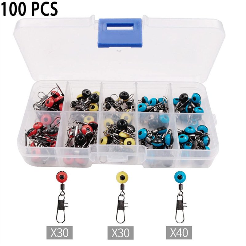 Image secondaire de 100 Pièces Émerillon de Pêche, Agrafes de Pêche, Haricot Espace de Pêche, Accessoires de Perles de Pêche en Mer, Petit Kit d'Acc