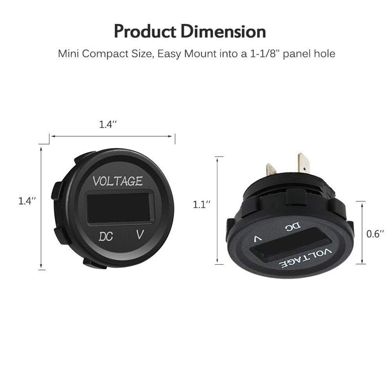 Image secondaire de YGL voltmètre DC 24 V/12 V voiture/moto étanche, bleu