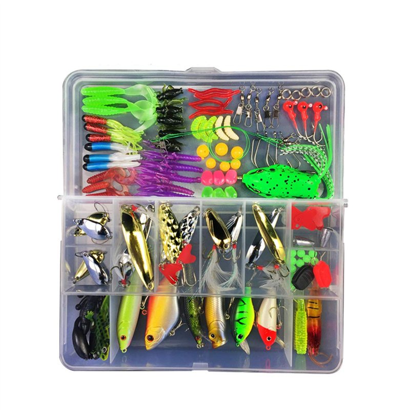 Leurres de pêche Kit avec Boîte à Outils Portable, RoseFlower 106 Pièces Flottante Set Appât de Pêche Hameçons Basse Accessoires