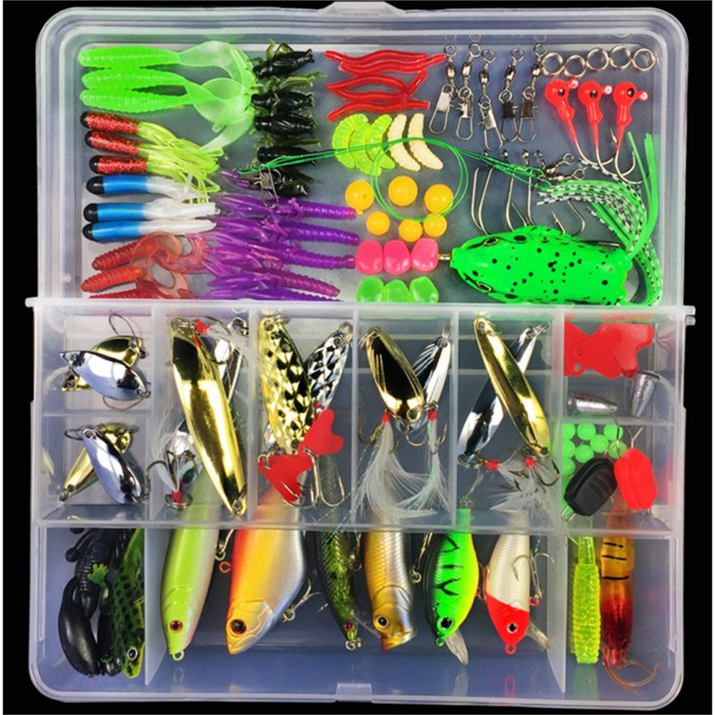 Image secondaire de Leurres de pêche Kit avec Boîte à Outils Portable, RoseFlower 106 Pièces Flottante Set Appât de Pêche Hameçons Basse Accessoires