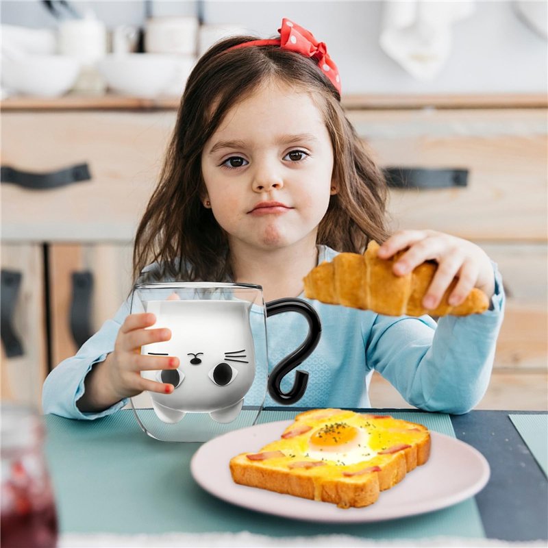 Image secondaire de Qinhai Tasse Chat, Tasse a Cafe Double Paroi, Cadeau de Noël Original pour Femme Fille Epouse Maman Nounou Marraine Amie Enfant