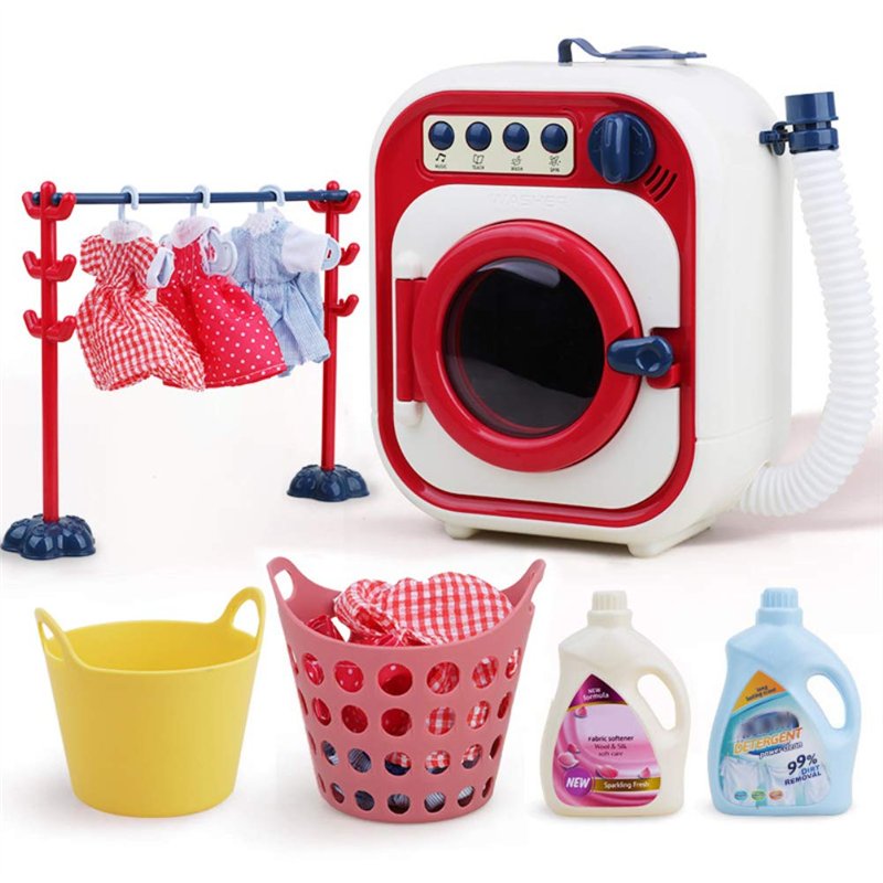 BSTCAR Mini jouet de machine à laver pour enfants, jouet électronique, jouet ménager, machine à laver avec divers accessoires et