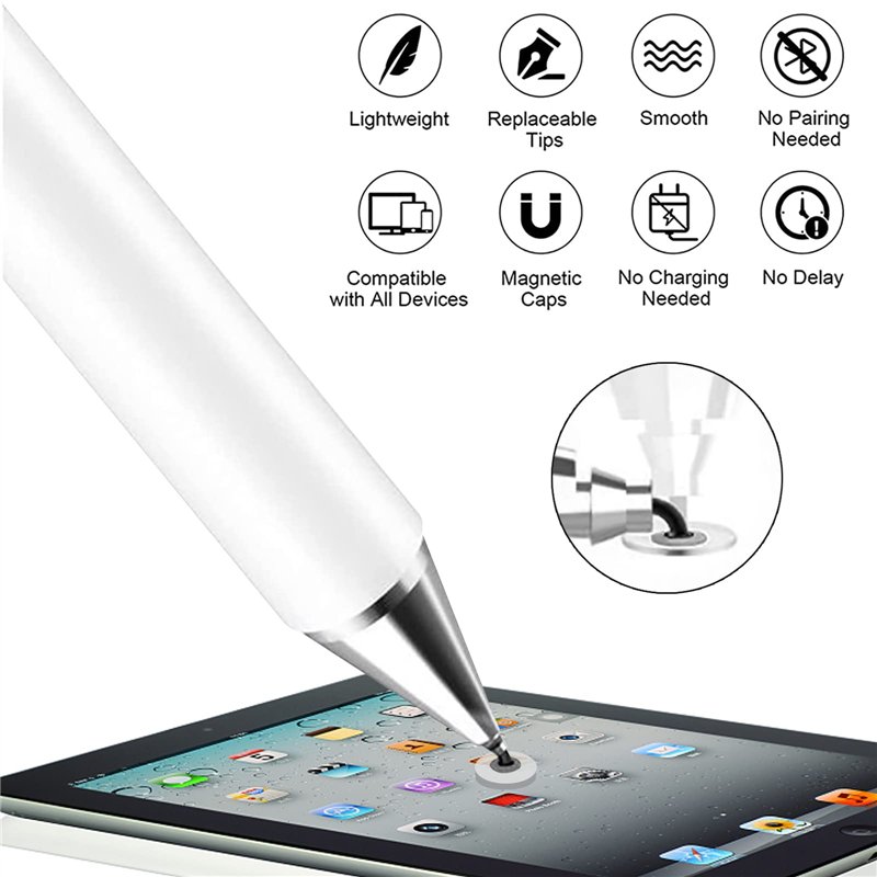 Image secondaire de Stylos pour écrans tactiles, Stylet capacitif Haute sensibilité, Capuchon de Couverture magnétique, Universel pour Apple/iPhone/