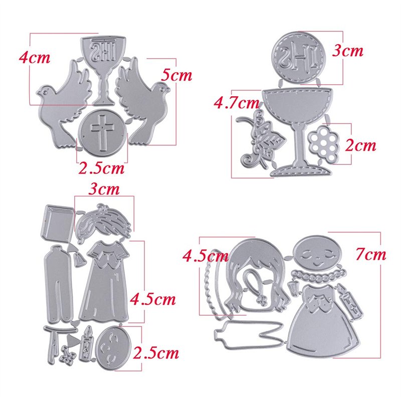 Image secondaire de MEJOSER 4 Sets Matrices de Découpe Scrapbooking Baptême Cutting Dies Noël Pochoir Carbone pour Papier Carte Anniversaire Fête Ma