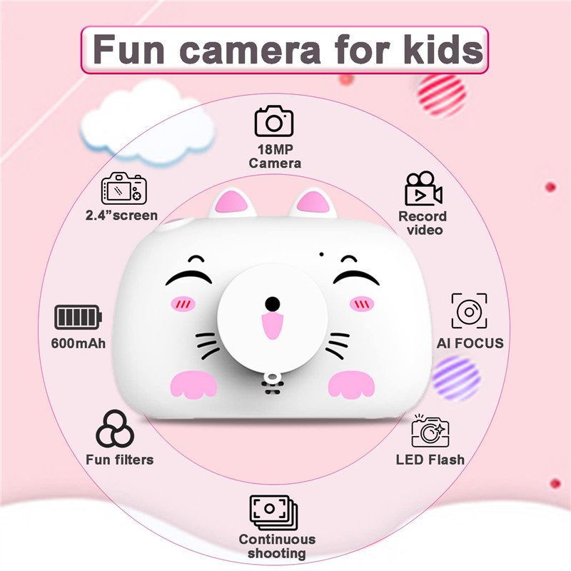Image secondaire de SUPBRO Appareil Photo pour Enfants,2.4 Pouces Mini Caméra Numérique Rechargeable Caméscope Photo vidéo pour Filles Garçons de 3