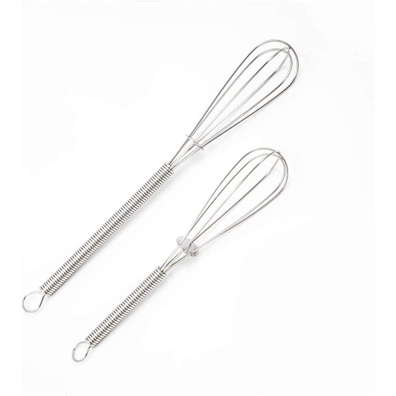 Image secondaire de Wingsflying Lot de 4 mini fouets de cuisine en fil de fer pour œufs, sauces, mini-fouets argentés de 12,7 cm et 17,8 cm