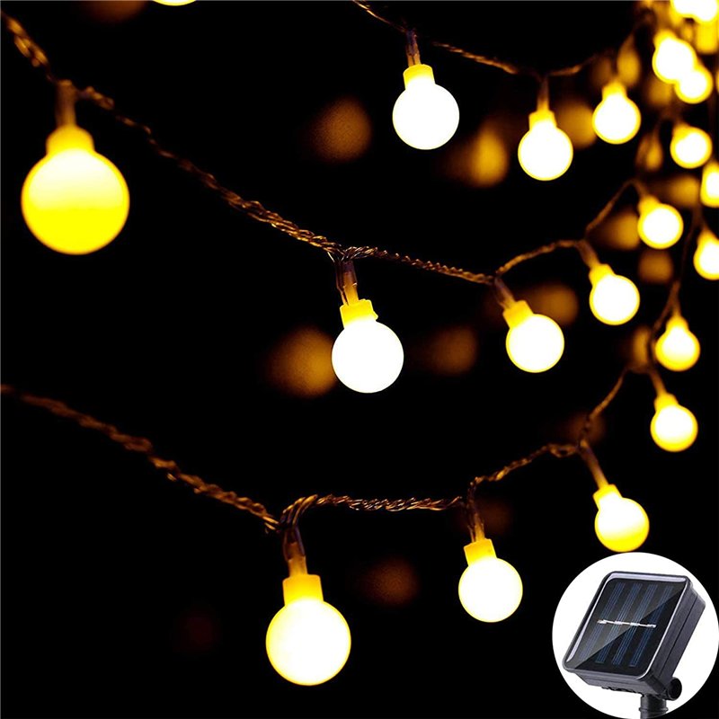 Guirlande lumineuse solaire d'extérieur 60 LED, 8 m, 8 modes, étanche, éclairage de jardin pour maison, cour, fête, festival, No
