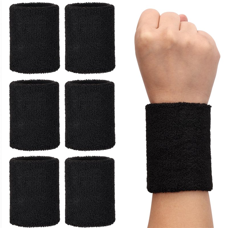H&S Protege Poignet Eponge pour Tennis - Lot 6X Bracelet Protège Poignet Musculation pour Crossfit Foot Basketball - Serre Poign