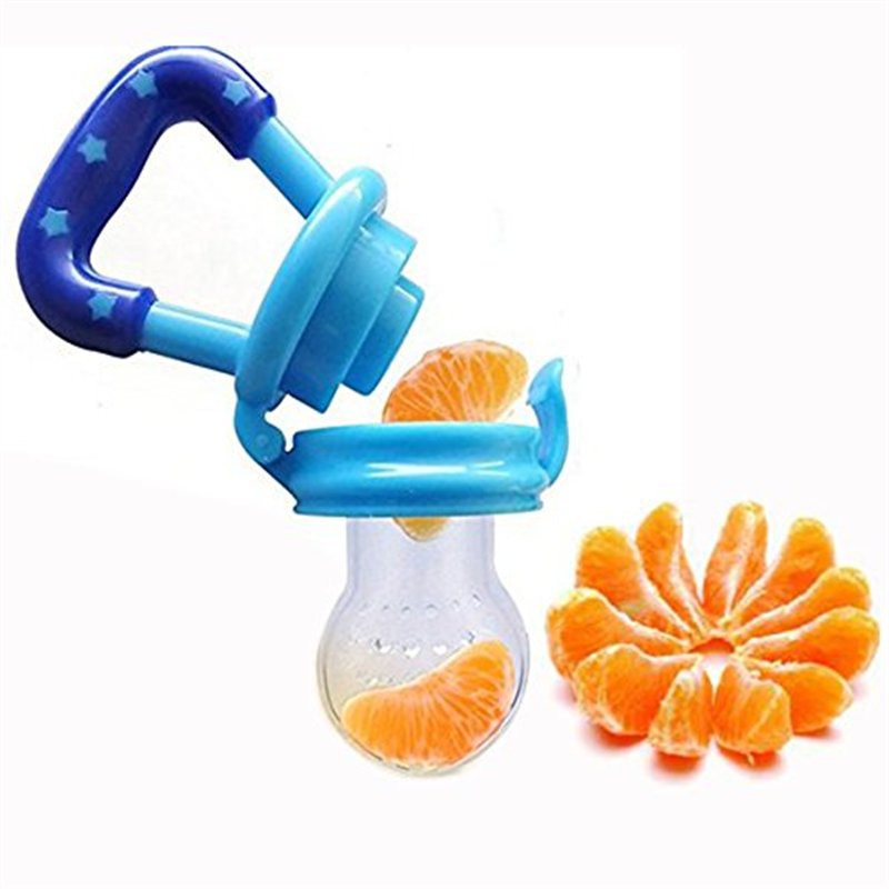 Image secondaire de DMZK 1 Pcs Bébé Tétine Sucette Biberon Grignoteuse Silicone, Ajouter de la Nutrition des Tout-petits Mous Gags Outil - Bleu, M