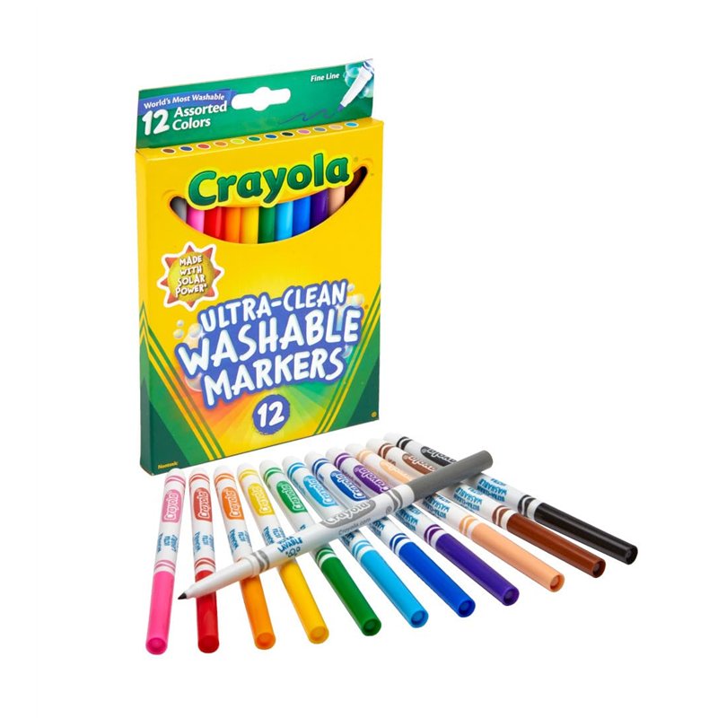 Image secondaire de Crayola - 12 Feutres fins ultra lavables (pointe fine) - boîte française - Loisir créatif - Coloriage - papeterie - dessin - à p
