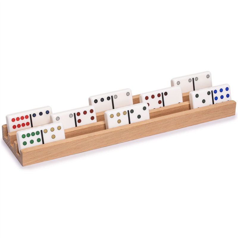 Image secondaire de Yellow Mountain Imports Racks/Plateaux de Dominos en Bois de Hêtre (25 Centimètres) - Ensemble de 4 - Supports de Dominos pour M