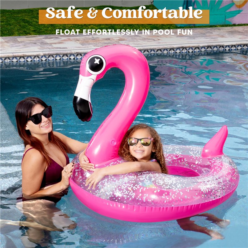 Image secondaire de JOYIN Piscine Gonflable Flamingo Flotteur avec scintillements, Tubes pour flotter, Plage Fun floaties, Piscine Jouets, Summer Pa
