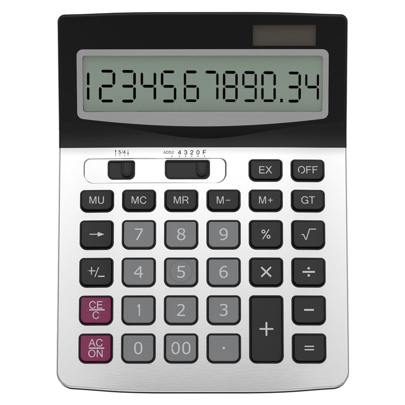 Helect H1006 Calculatrice de Bureau à 12 Chiffres, Fonction Standard d'affaires Calculateur de Bureau, Argent