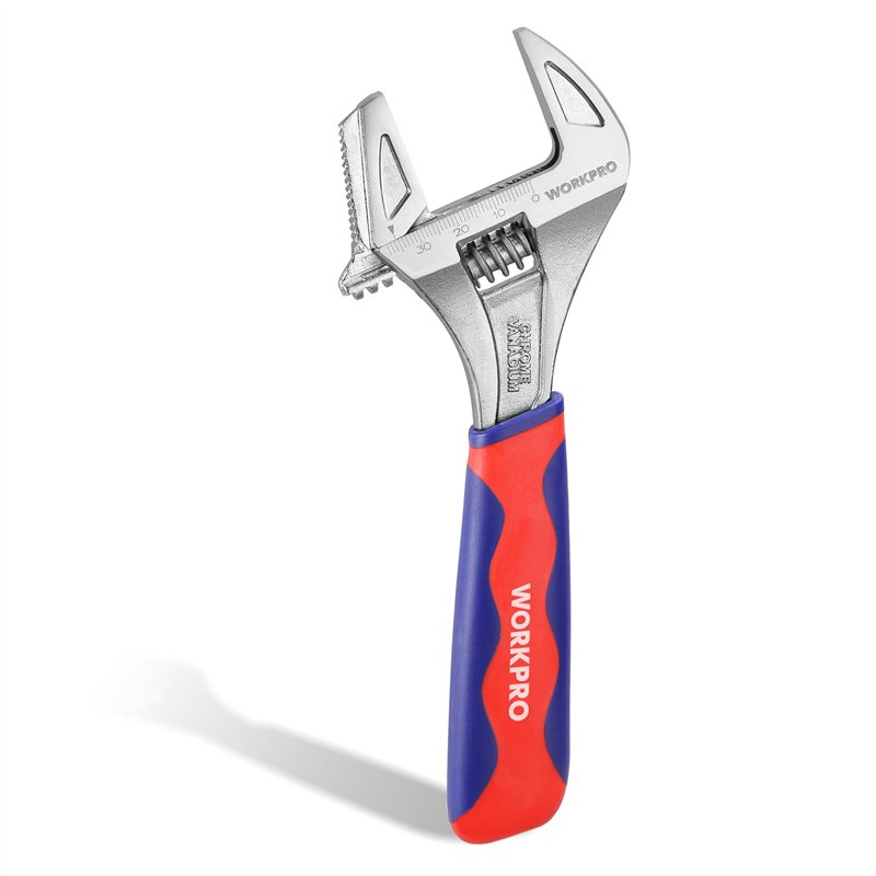 WORKPRO Clé à Molette et Pince Multiprise 2 en 1 avec Grande Ouverture 42 mm et Poignée Bi-Matière, Longeur 200mm