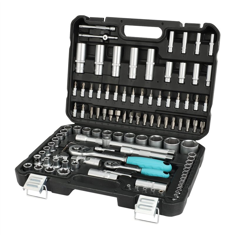 DURATECH Coffret de Douilles Embouts et Clés à Cliquet 108 pièces, Cliquet Réversible 1/2