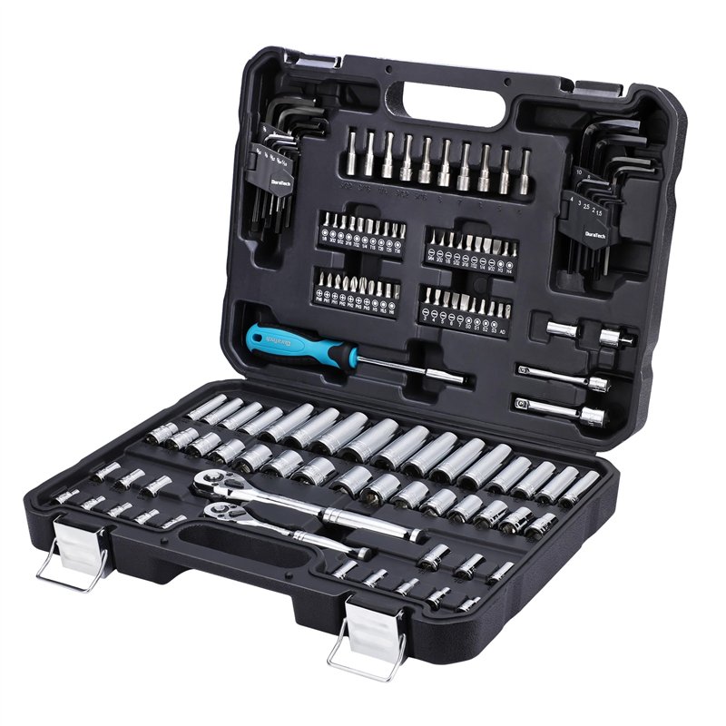 DURATECH Coffret de Douilles Clés à Cliquet et Embouts Professionnels 121 Pièces, 1/4