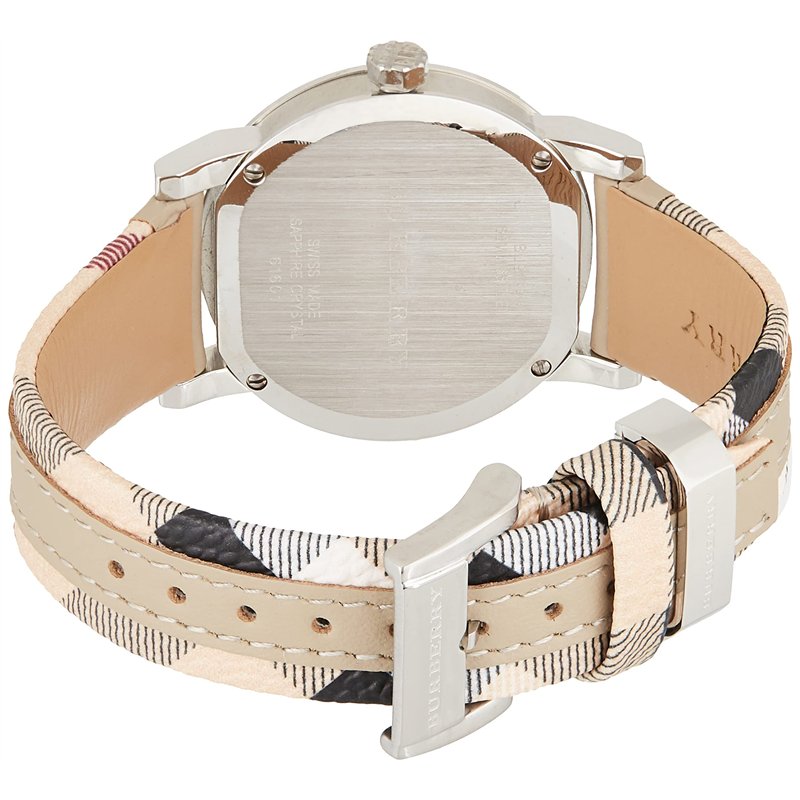 Image secondaire de Burberry BU9132 The City Haymarket Véritable montre Burberry unisexe avec bracelet en cuir et patchwork de tissus/afficheur de d