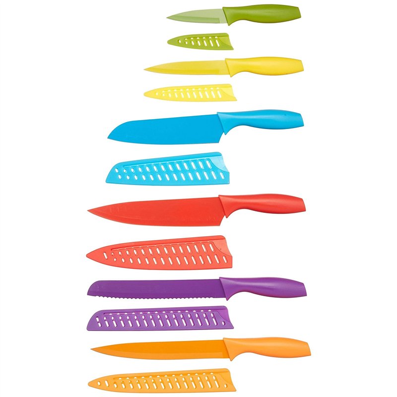 Amazon Basics Lot de Couteaux colorés 12 pièces, Multicolore