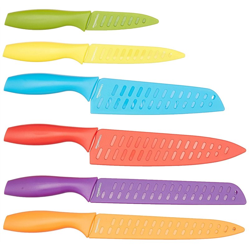 Image secondaire de Amazon Basics Lot de Couteaux colorés 12 pièces, Multicolore