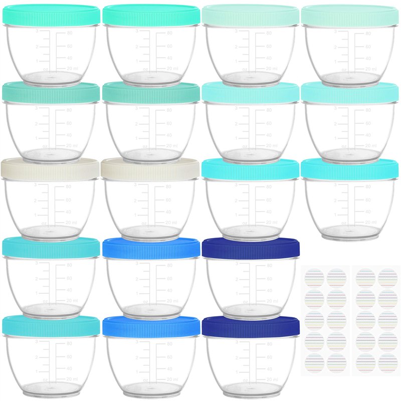 Youngever Lot de 18 Pot de Conservation Bebe 120ML, Petit Pot Bébé, Repas de Bébé Boîtes de Conservation (Coastal)
