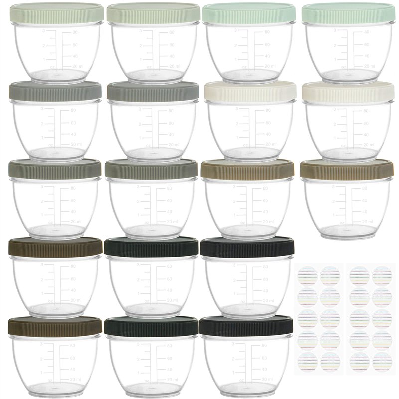 Youngever Lot de 18 Pot de Conservation Bebe 120ML, Petit Pot Bébé, Repas de Bébé Boîtes de Conservation (Urban)