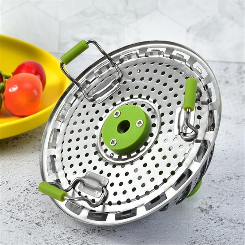 Image secondaire de Faneli Cuiseur Vapeur Cuiseur Vapeur en Acier Inoxydable avec Manche Anti-Chaud Extensible et Pieds Antidérapants Insert Vapeur